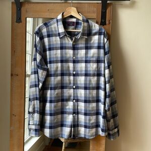 UNTUCKit Blue Plaid Dress Shirt Size L